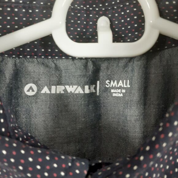Airwalk Adult Mens Small Blue With Dots Short Sleeve Button Up Shirt - Picture 4 of 7